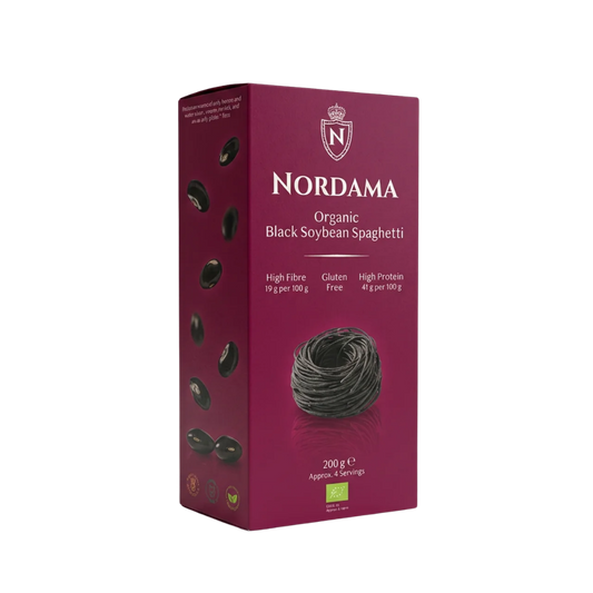 Hero Image of the packaging of black soybean spaghetti on transparent background